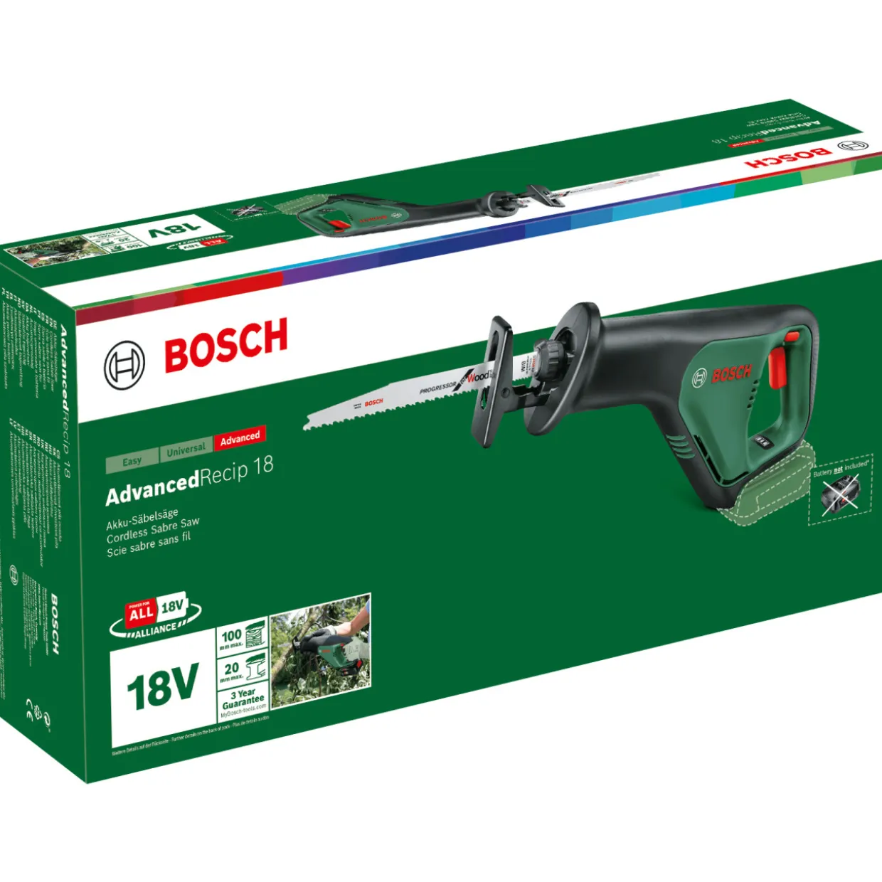 Akkupuukkosaha Bosch Advanced Recip 18 Solo