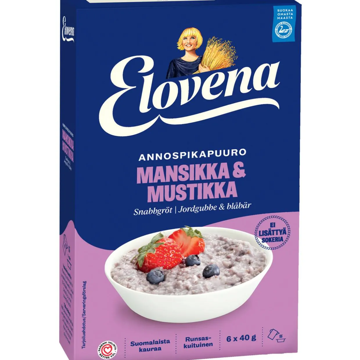 Annospikapuuro Elovena 240 g Mansikka-mustikka