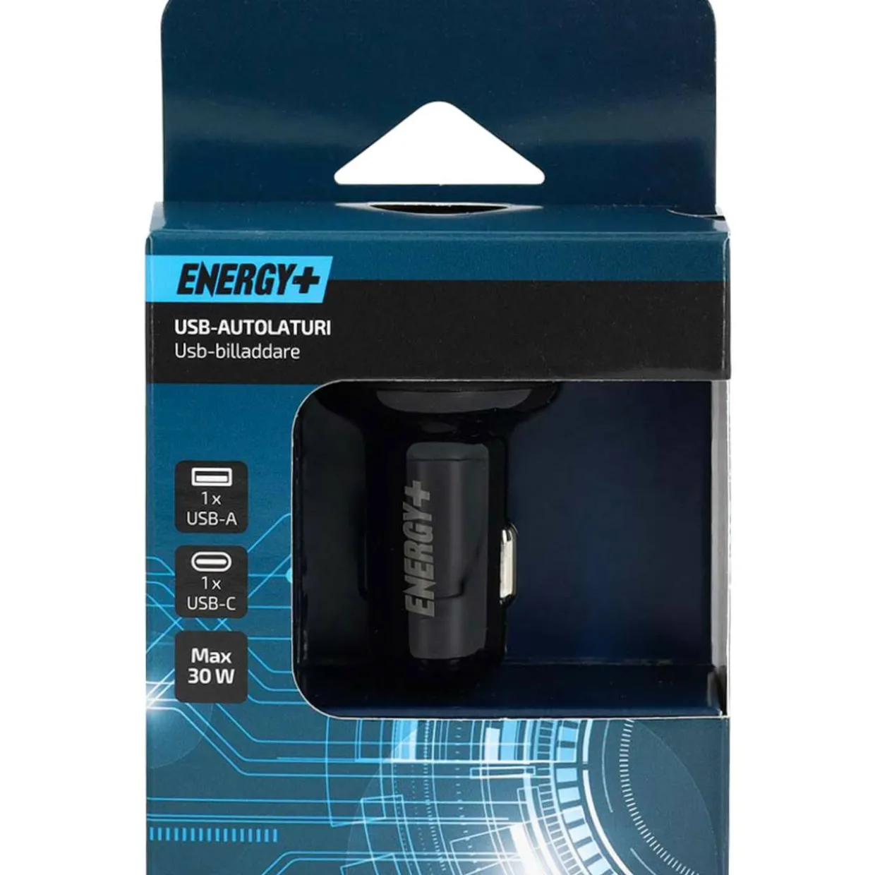 Autolaturi 12 V Energy+ USB-A (QC) + USB-C (PD, 30 W)