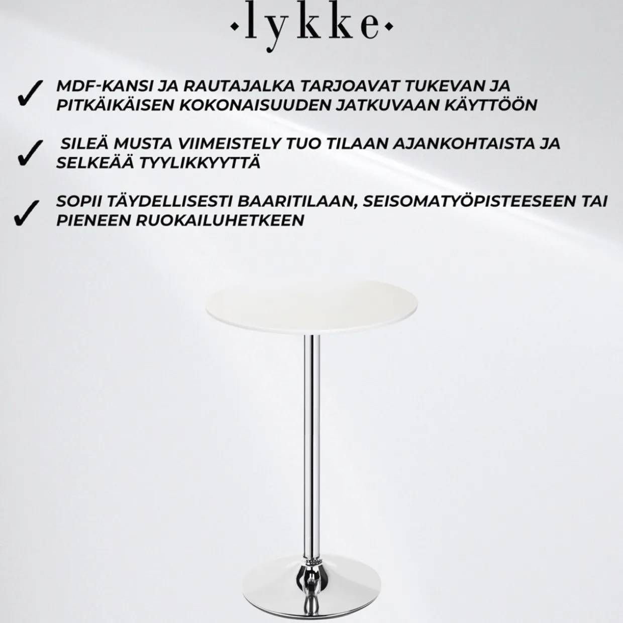 Baaripöytä Lykke Comfort valkoinen