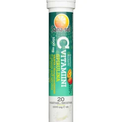 C-vitamiiniporetabletti 1000 mg 20 kpl Spirulina-mango