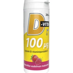D-Vita 100 µg 200 kpl mansikka-vadelma