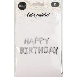 Foliopallobanneri Let's Party Happy Birthday hopea