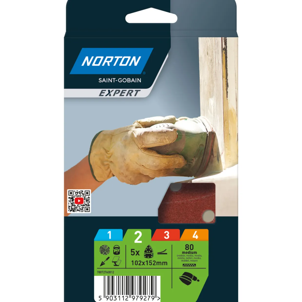 Hiomakolmio Norton Expert 102x152 P80 5 kpl