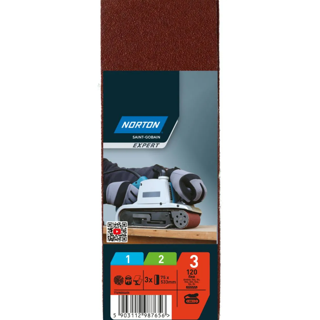 Hiomanauha Norton Expert 75x533mm P120, 3 kpl