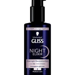 Hiusseerumi Schwarzkopf Gliss 100 ml Night Elixir Overnight Reconstruction