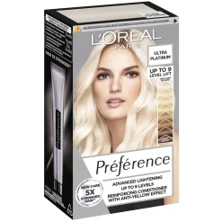 Hiusten vaalennus Loreal Preference Ultra Platinum 9 asteen ultravoimakas vaalennus