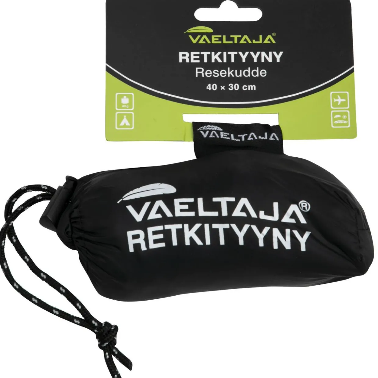 Ilmatäytteinen retkityyny, musta
