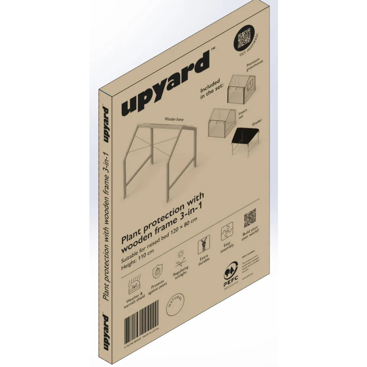 Istutuslaatikon suoja Upyard 3in1, 120 x 80 cm, luonnollinen