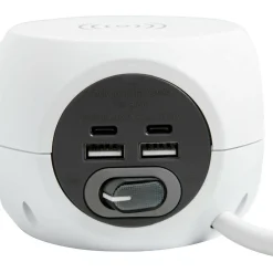 Jatkojohto Airam Cube 3-osaa Kyt. WC, 4USB, 3 m, 2 x USB-A, 2 x USB-C, puhelimen langaton lataus