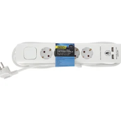 Jatkojohto 2m 4 osaa 2usb painokytkimellä