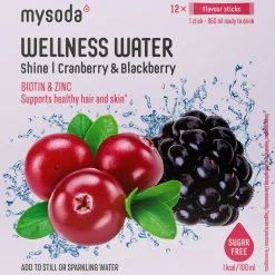 Juomajauhe Mysoda 12 x 4 g Wellness Water Cranberry-blackberry