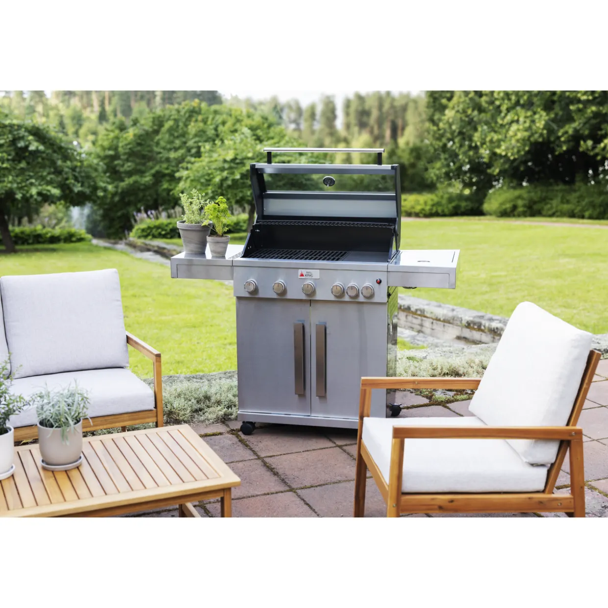 Kaasugrilli BBQ King Pro Series, 5 + 1 poltinta, lasi-ikkuna