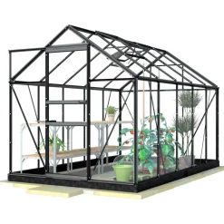Kasvihuone Lykke Glass 6,2m2, musta