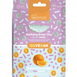 Kasvonaamiosetti IDC Institute 12 ml Go Vegan Green Clay & Orange