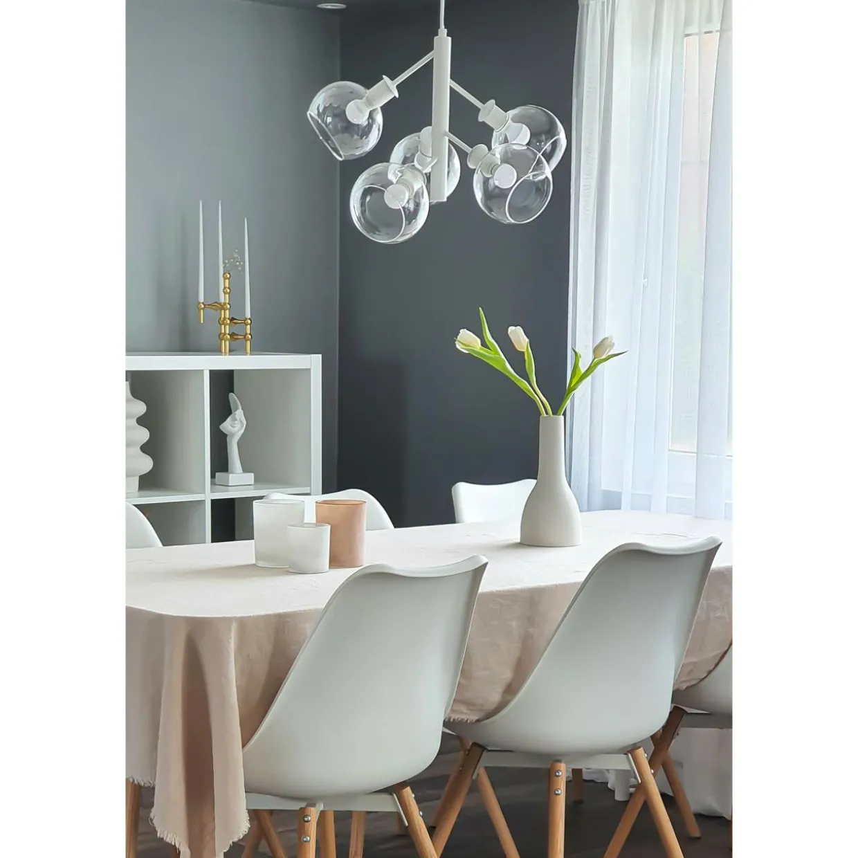 Kattovalaisin Aneta Lighting Atom 5-osainen, valkoinen/kirkas
