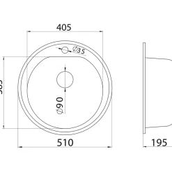 Keittiöallas Aqualine Ø 510 mm X-Granit grafiitinmusta