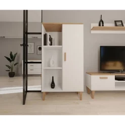 Kirjahylly Kocot 120 cm Denver valkoinen/beige