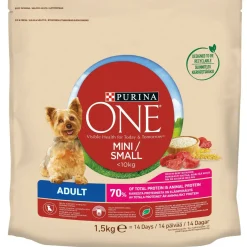 Koiranruoka Purina One 1,5 kg Small Dog Adult nauta+ riisi