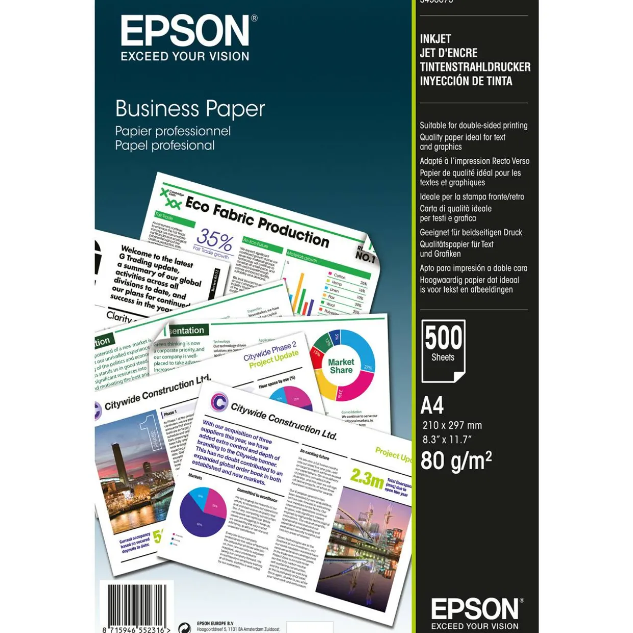 Kopiopaperi Epson 80 g, 500 arkkia