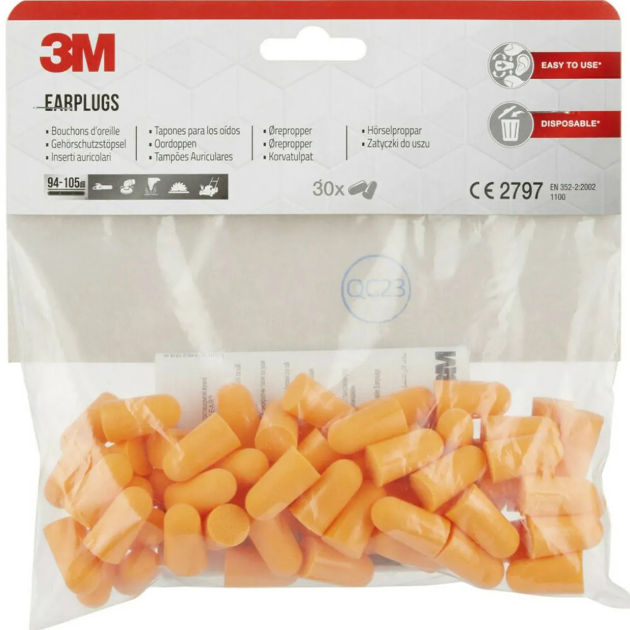 Korvatulpat 3M 1100, 30 kpl (94–105 dB)