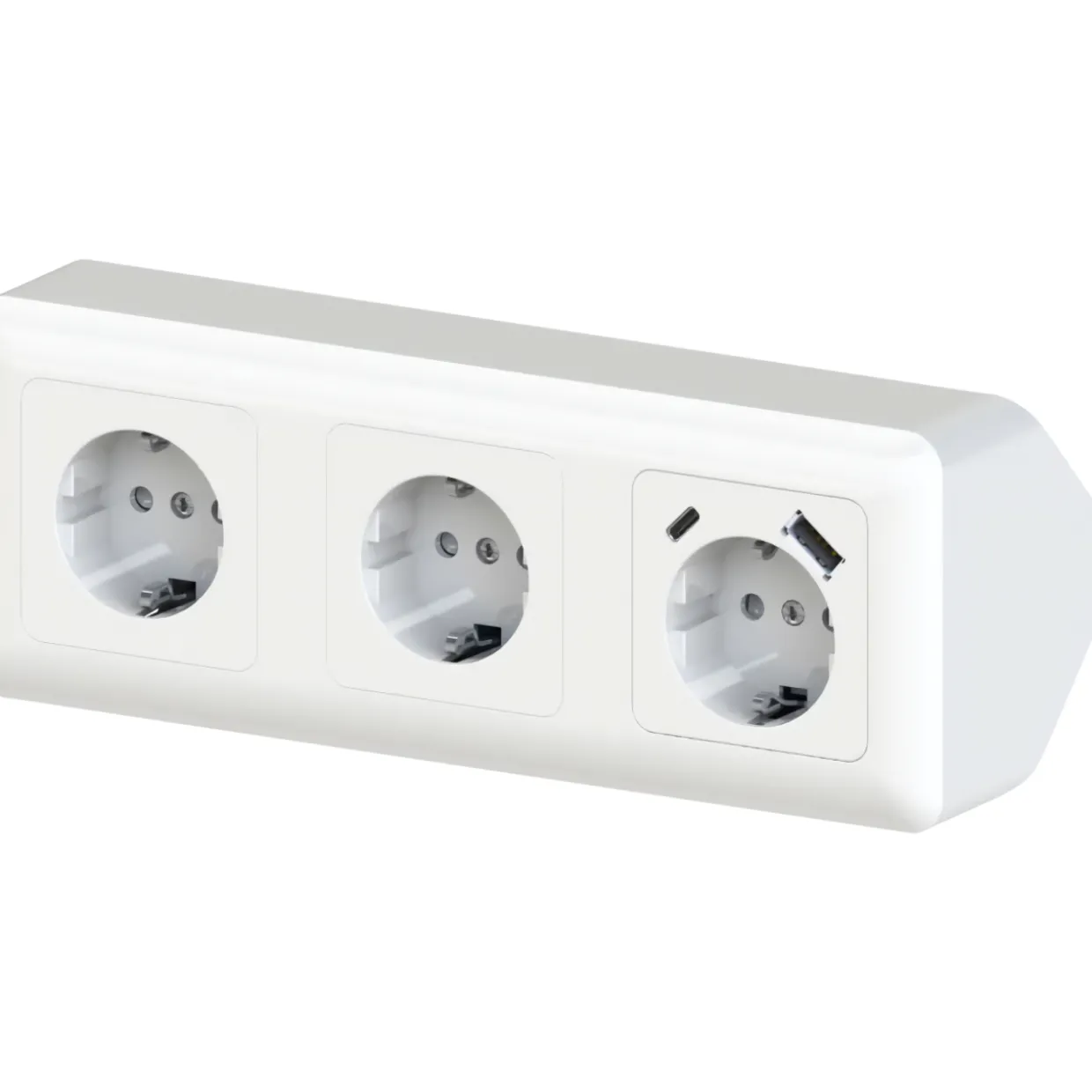 Kulmapistorasia 3-osainen + USB A+C