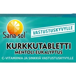 Kurkkutabletti Sana-sol 16 kpl mentoli-eukalyptus