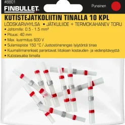 Kutistejatkoliitin tinalla punainen 0.5 - 1.0 mm² johdoille 10 kpl