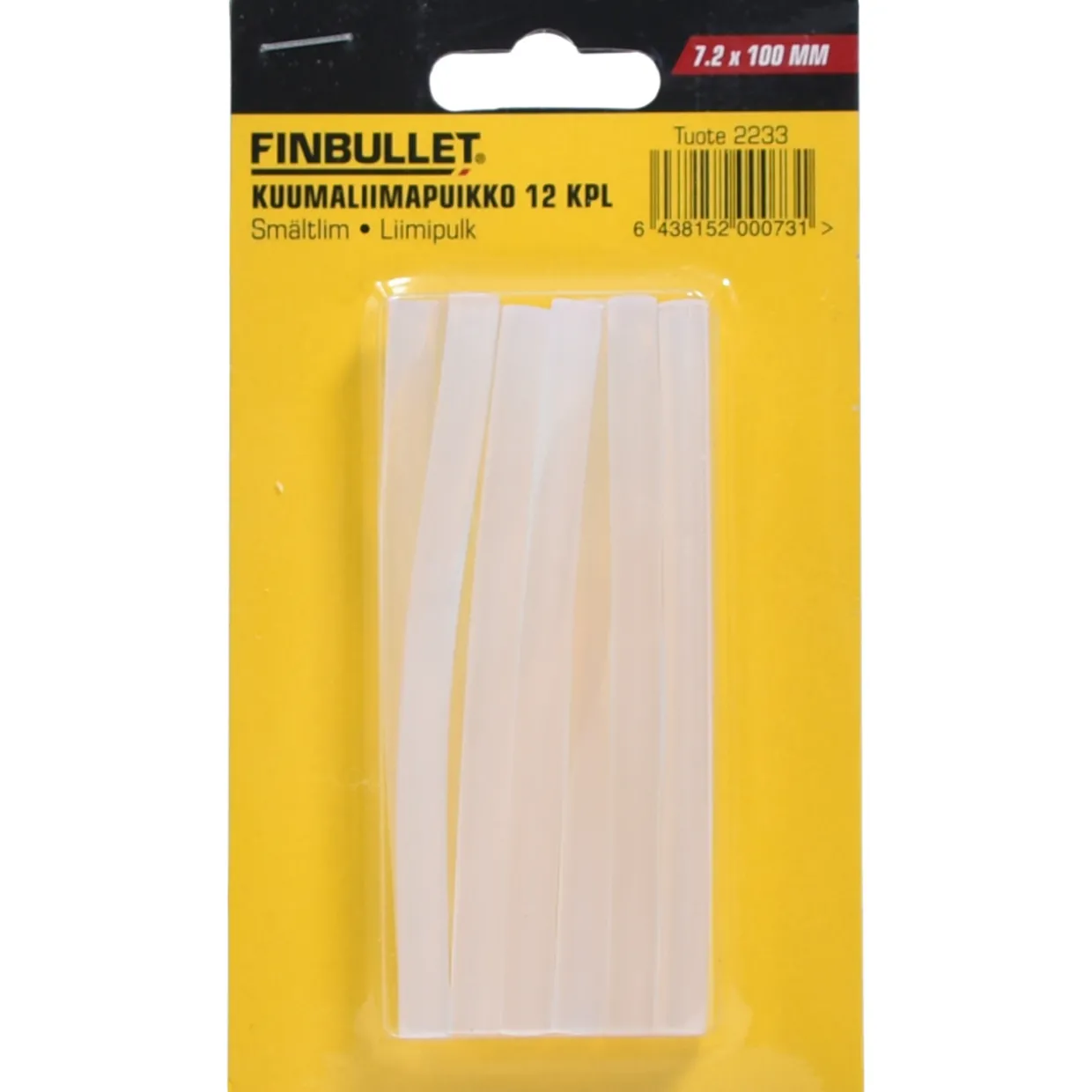 Kuumaliimapuikko 7.2x100 mm, 12 kpl