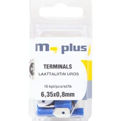 Laattapistoke 6,35 x 0,8 mm sininen, 10 kpl