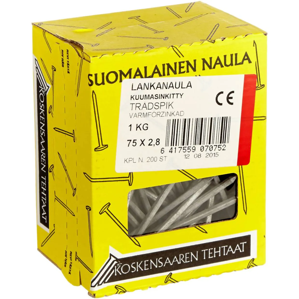Lankanaula 75 x 2,8 mm 1 kg kuumasinkitty