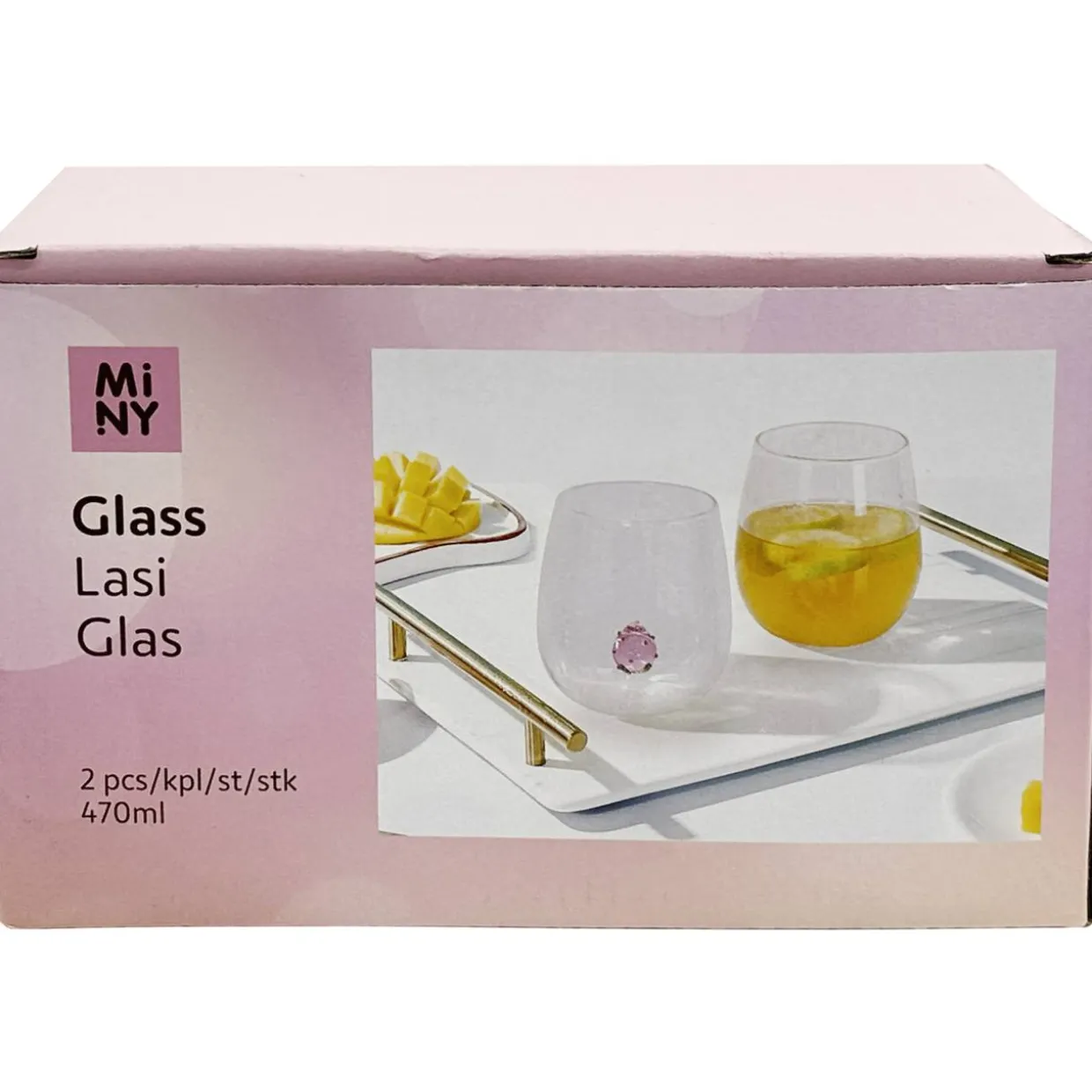 Lasi Miny 2 kpl mansikkakoriste