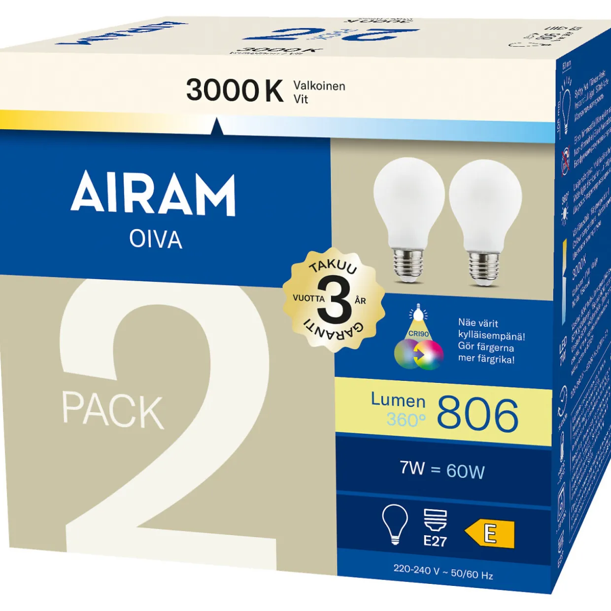 LED-lamppu A60 930 806lm E27 FIL 2BX