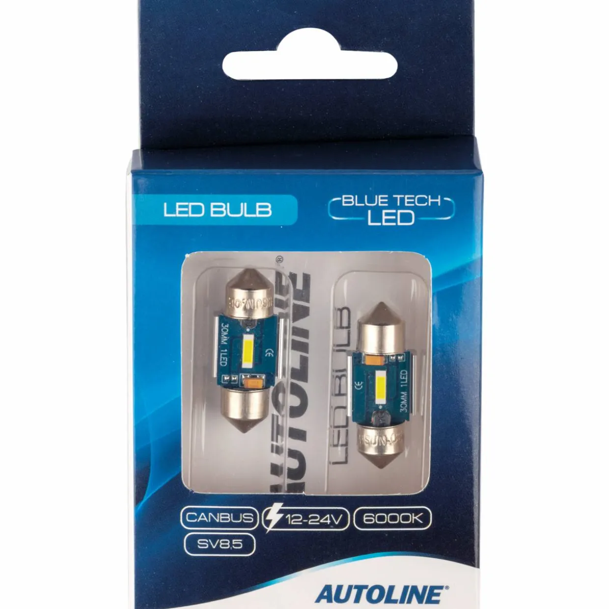 LED-polttimopari Autoline SV8,5 30 mm 6000K Can Blue Tech