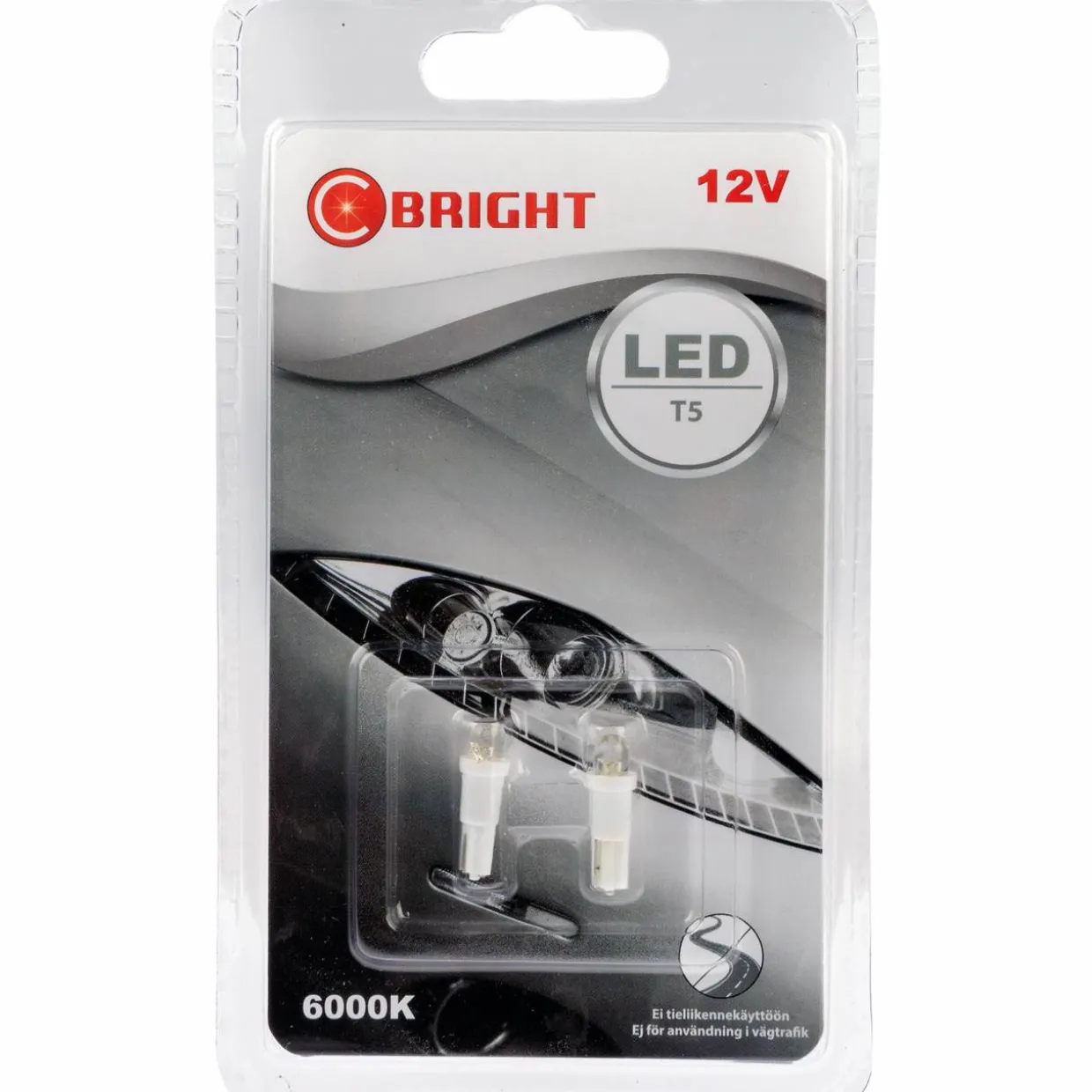 LED-polttimopari C-Bright 12V T5 W2x4.6d valkoinen (12516, 1.2W)