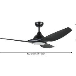 LED-tuuletinvalaisin Eglo Tunitas musta 16 W, IP20