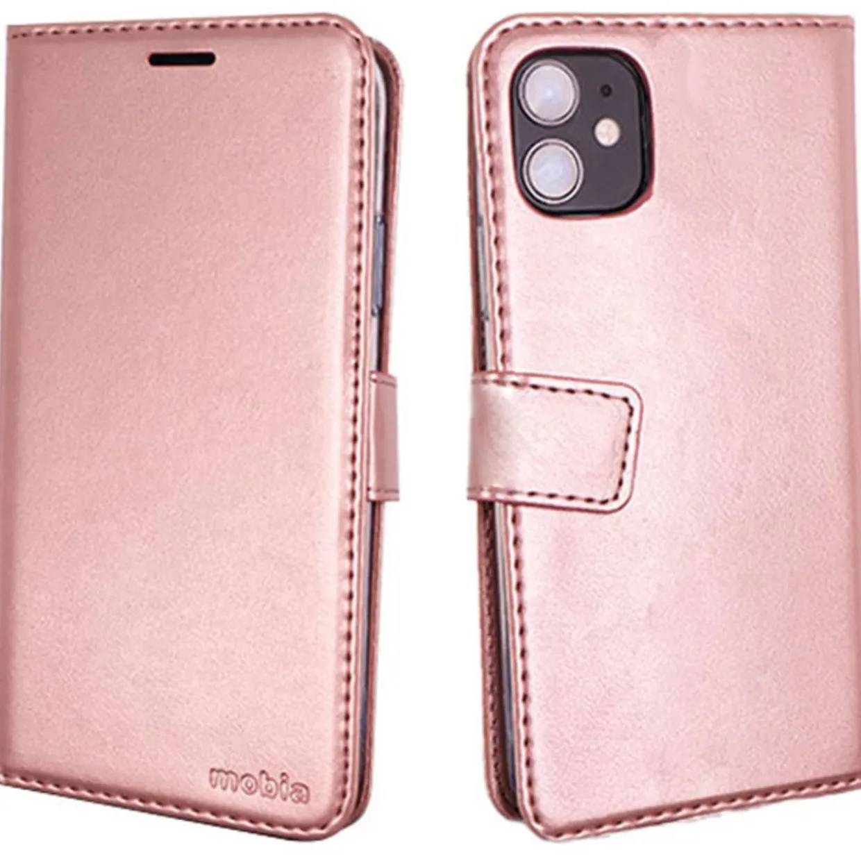 Lompakkolaukku Mobia iPhone 11 ruusukulta
