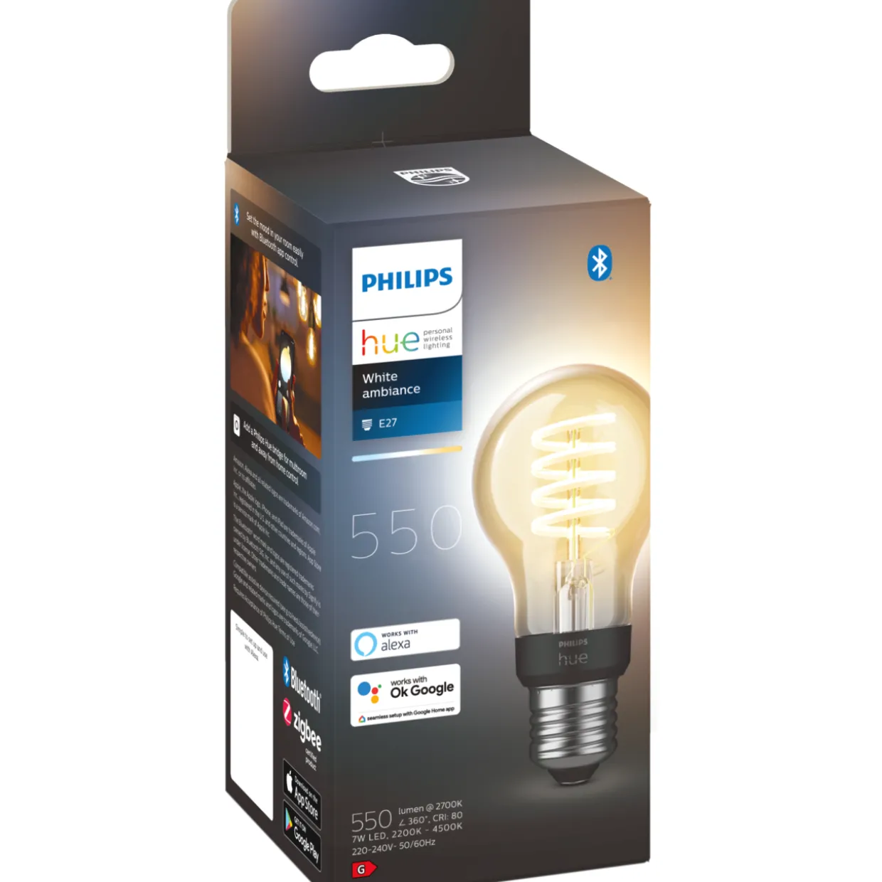 Älylamppu Philips Hue White Ambiance 7W Fil A60 E27