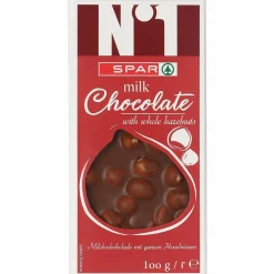 Maitosuklaalevy SPAR 100 g hasselpähkinöillä