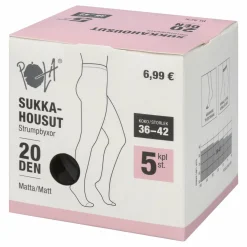 Naisten sukkahousut Pola 20 den musta 5 kpl/pkt