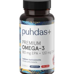 Omega-3 Puhdas+ 180 mg EPA + 120 mg DHA 80 kaps