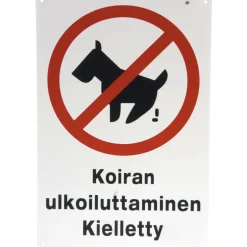Opastekyltti - Koiran ulkoiluttaminen kielletty 20 x 30 cm