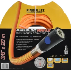 Paineilmaletku Finbullet Superflex 3/8"x 20 m rekyylivapaalla turvaliittimellä