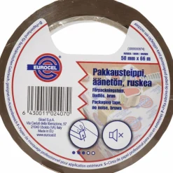 Pakkausteippi Eurocel 50 mm x 66 m ruskea äänetön