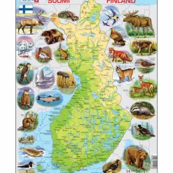 Palapeli Larsen 78 palaa Suomen kartta ja eläimiä