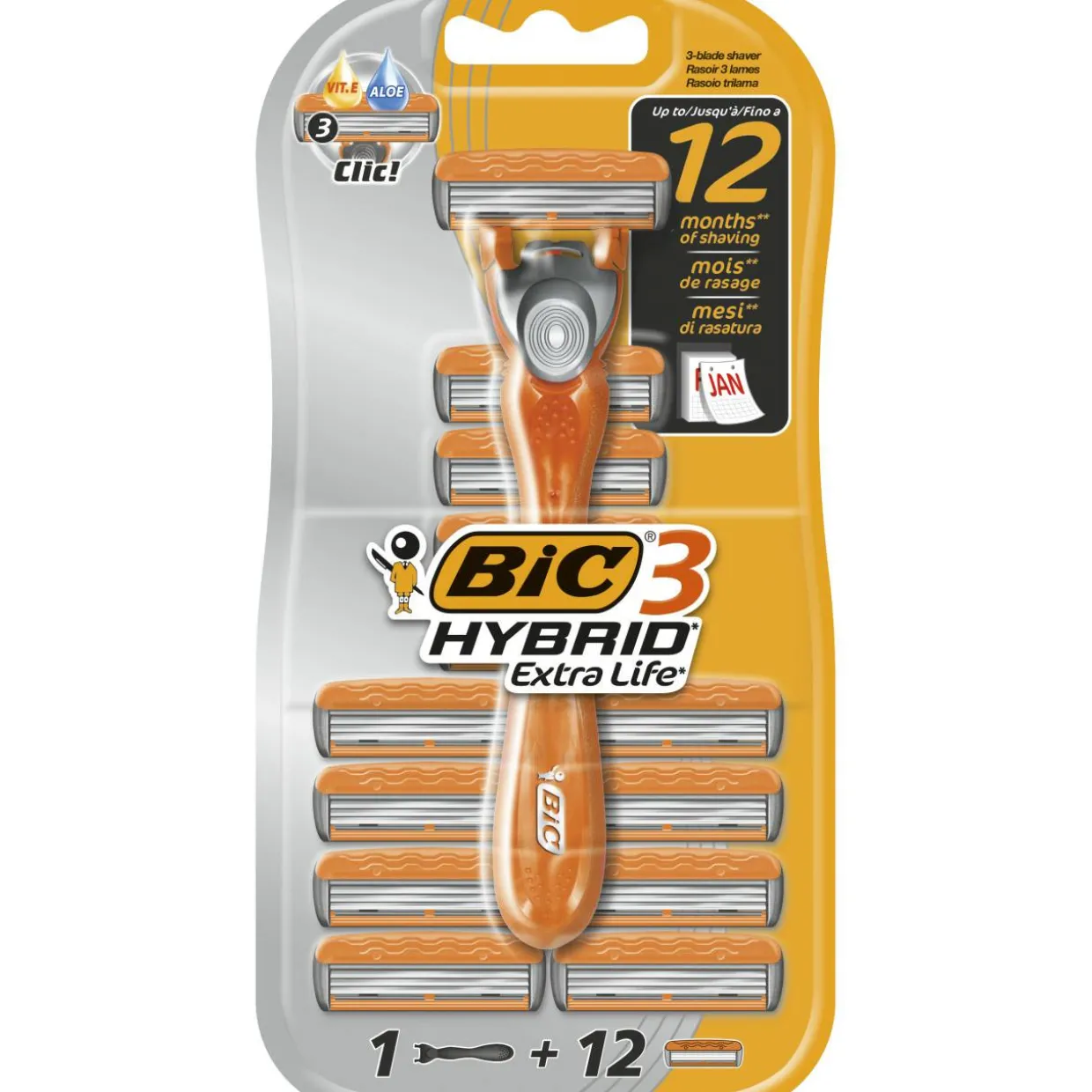 Partahöylä BIC 3 Hybrid Extra Life + 12 terää