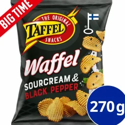 Perunalastu Taffel 270 g Waffel Sourcream & Black Pepper