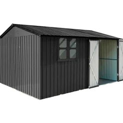 Pihavarasto ikkunalla Fornorth 375 x 286 x 162 cm, musta