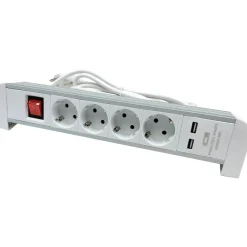 Pistorasialista+kytkin 2 m 4-osaa + 2 USB Tabletop