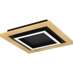 Plafondi EGLO Tirrenara led 4x5,4W 37x37cm musta/puu/valkoinen